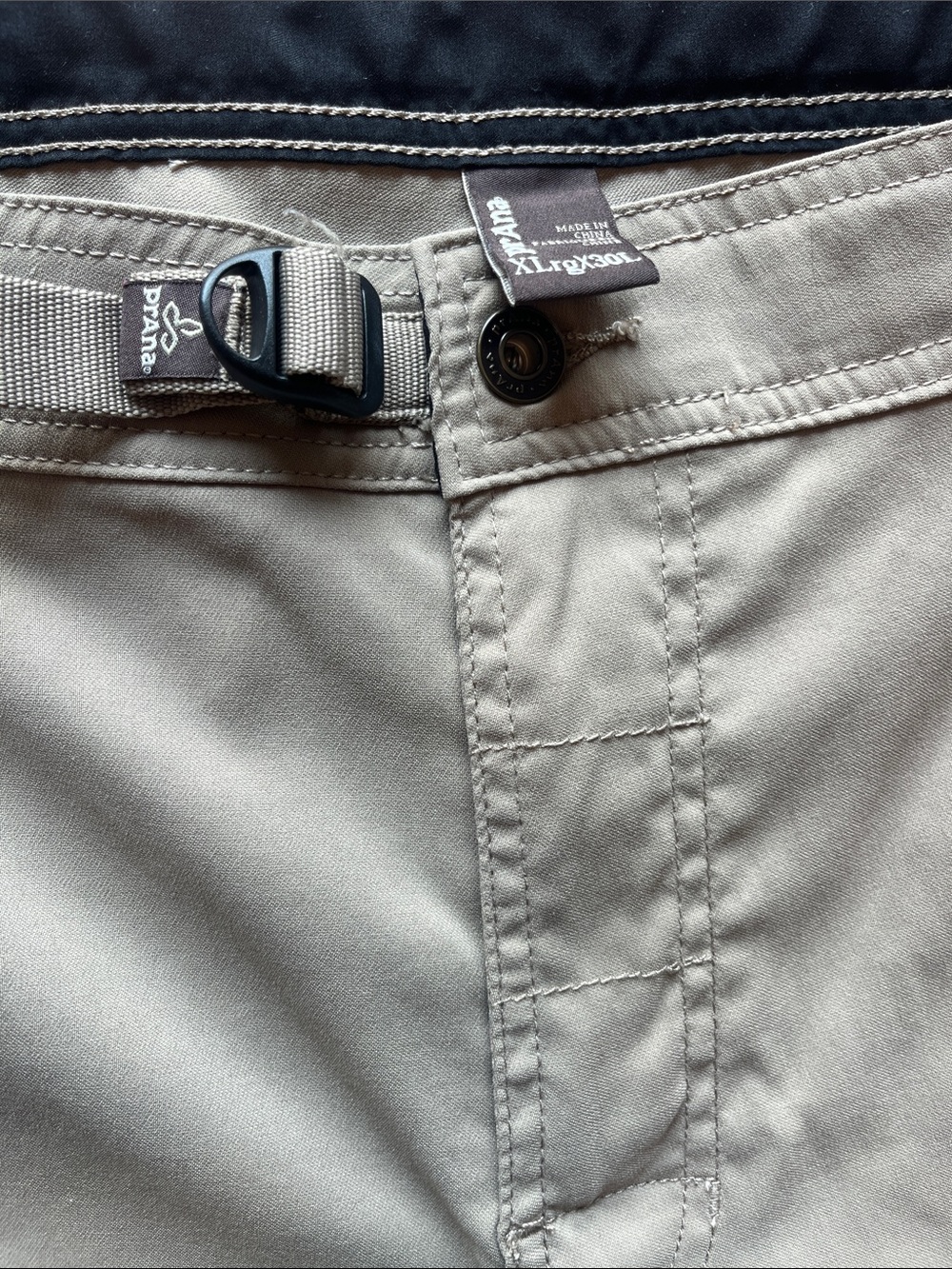 Prana Men’s Cargo Pants in khaki with Built-In Webbing Belt